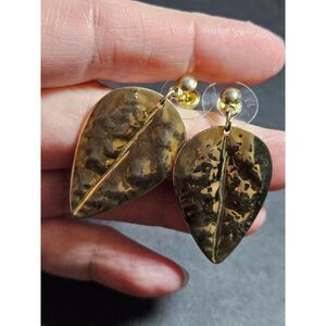 Vintage gold plated leaf earrings